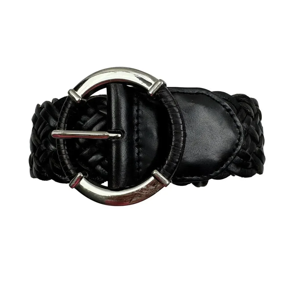 Talbots Genuine Leather Dark Brown Leather Belt With Silver Buckle Women's Large